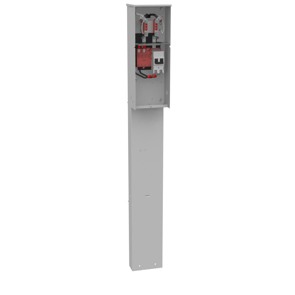 A rendering of a Milbank U5136 pedestal, which takes a ringless meter. 