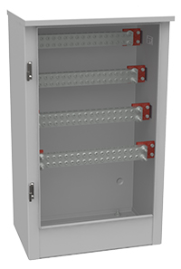A rendering of a Milbank tap box, showing the interior of the enclosure.